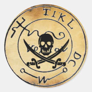 ANTIQUE TALISMAN / PIRATES TREASURE MAP CLASSIC ROUND STICKER
