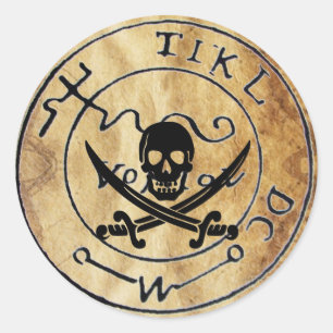 ANTIQUE TALISMAN / PIRATES TREASURE MAP CLASSIC ROUND STICKER