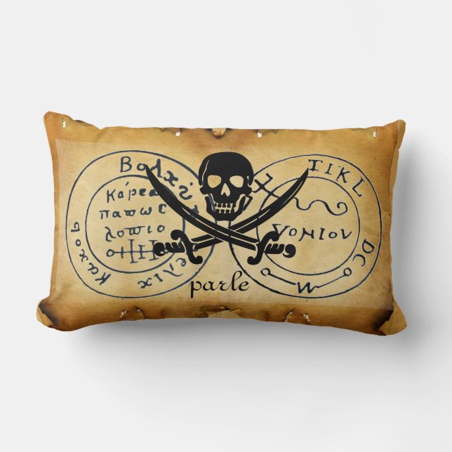ANTIQUE TALISMAN / PIRATES TREASURE MAP LUMBAR PILLOW (Front)