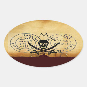 ANTIQUE TALISMAN / PIRATES TREASURE MAP OVAL STICKER