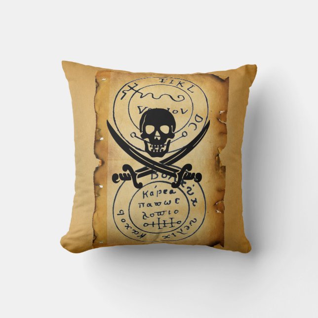 ANTIQUE TALISMAN / PIRATES TREASURE MAP THROW PILLOW (Front)