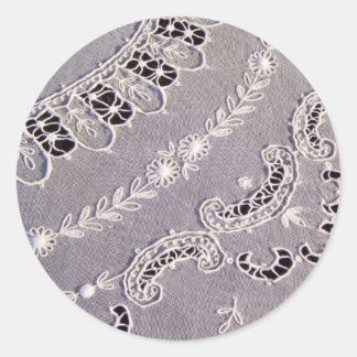 Antique Tambour Lace Classic Round Sticker