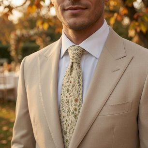 Antique Tapestry Dahlia & Oak Leaf Neck Tie