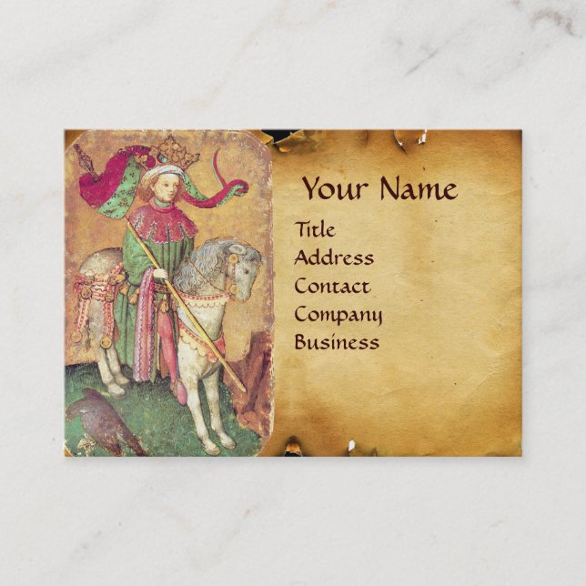 Antique Tarots /German Court Cards/King of Falcons Business Card (Front)