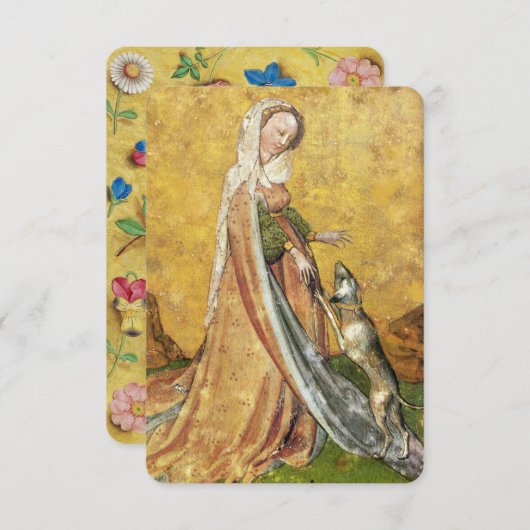 Antique Tarots /German Court Cards/ Lady of Dogs (Front/Back)