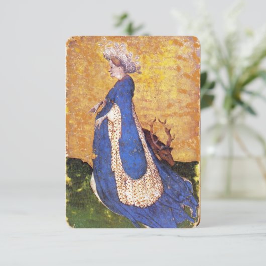 Antique Tarots /German Court Cards/Maid of Harts (Standing Front)