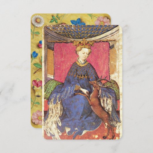 Antique Tarots /German Court Cards/Queen of Harts (Front/Back)