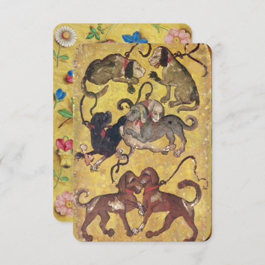 Antique Tarots /German Court Cards/ Seven of Dogs (Front/Back)