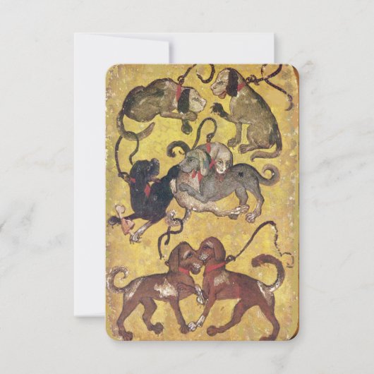 Antique Tarots /German Court Cards/ Seven of Dogs (Front)