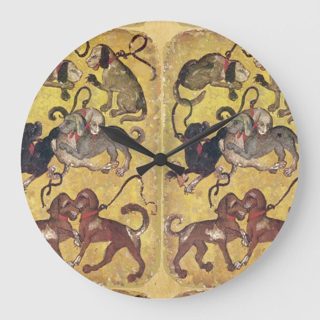 Antique Tarots /German Court Cards/ Seven of Dogs Large Clock (Front)