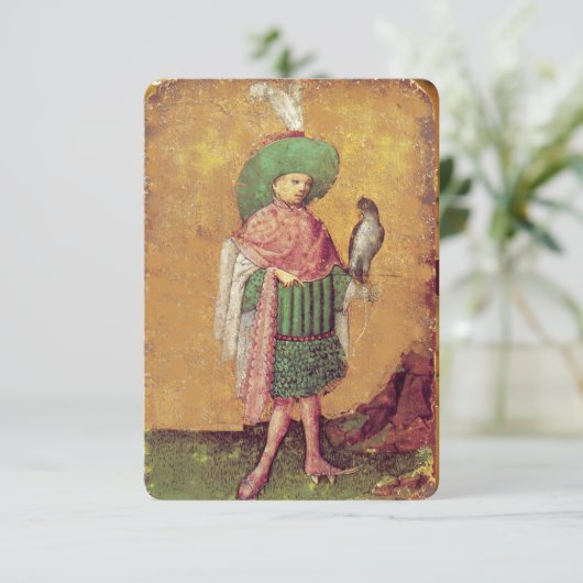 Antique Tarots German Court Cards/Squire of Falcon (Standing Front)