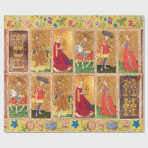 ANTIQUE TAROTS /KNIGHT,KING,PAGE ,QUEEN OF CUPS WRAPPING PAPER