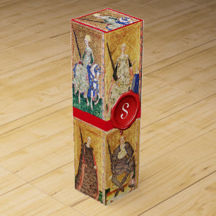 ANTIQUE TAROTS/ QUEEN,KING,KNIGHT ,MAID OF SWORDS WINE GIFT BOX