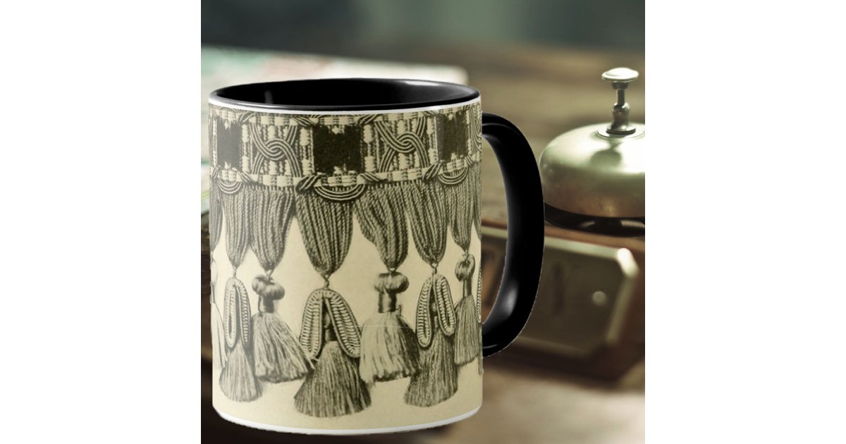Antique tassel lace tribal pattern victorian gold mug | Zazzle
