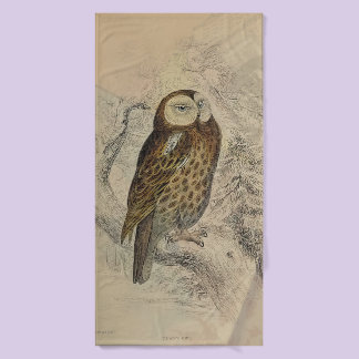 Antique Tawny Owl Print Bath Towel