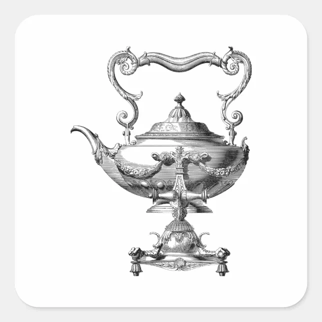 Tea Kettle Sticker Antique Tea Kettle Square Sticker | Zazzle