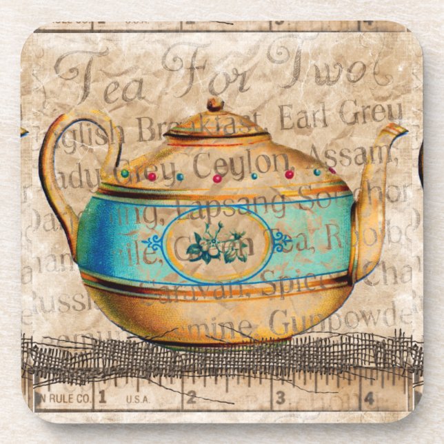 Antique Tea Pot Beverage Coaster (Front)