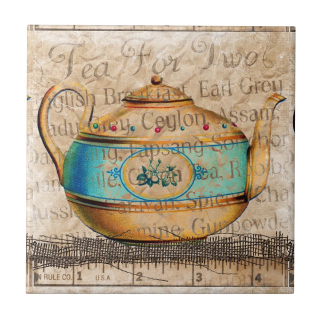 Antique Tea Pot Ceramic Tile (Front)