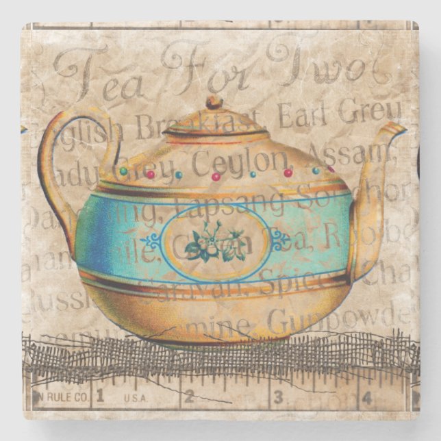 Antique Tea Pot Stone Coaster (Front)