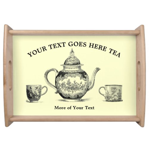 Antique Tea Set Graphic Serving Tray