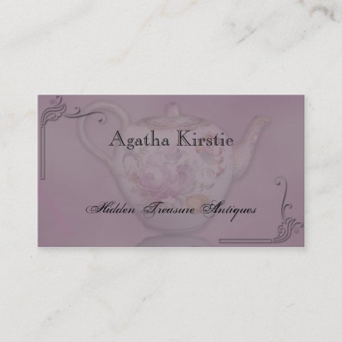 Antique Tea Time on Mauve Business Card