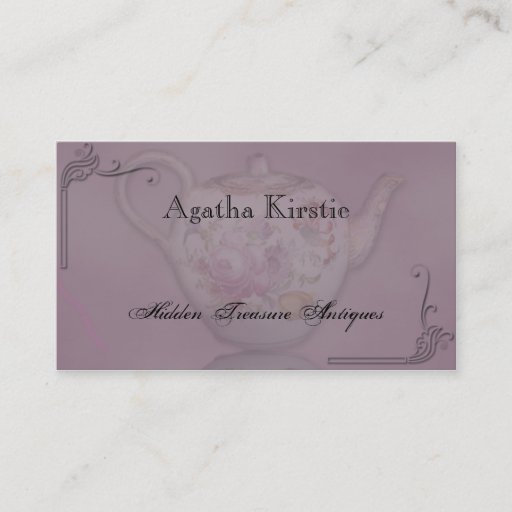 Customizable Antique Tea Time on Mauve Business Card