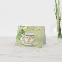 antique teacup with daisy bouquet birthday
