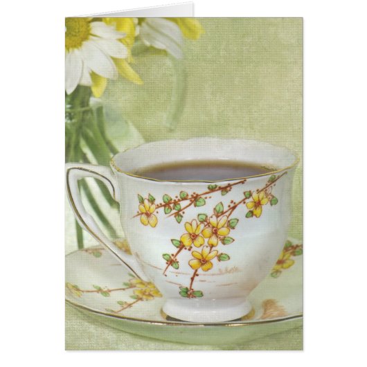 antique teacup with daisy bouquet cards (Front)