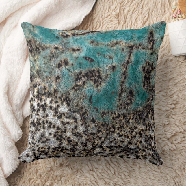 Antique Teal Rust Design Throw Pillow (Blanket)