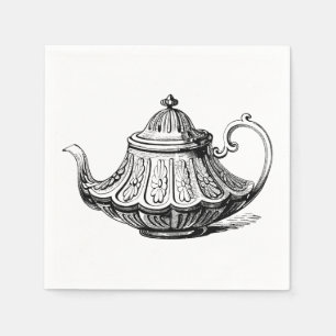 Antique Teapot Illustration Napkins