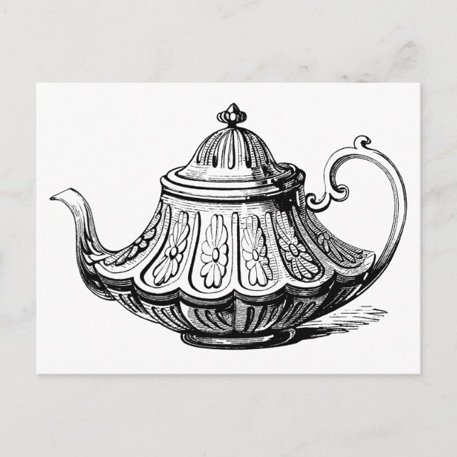 Antique Teapot Illustration Postcard (Front)