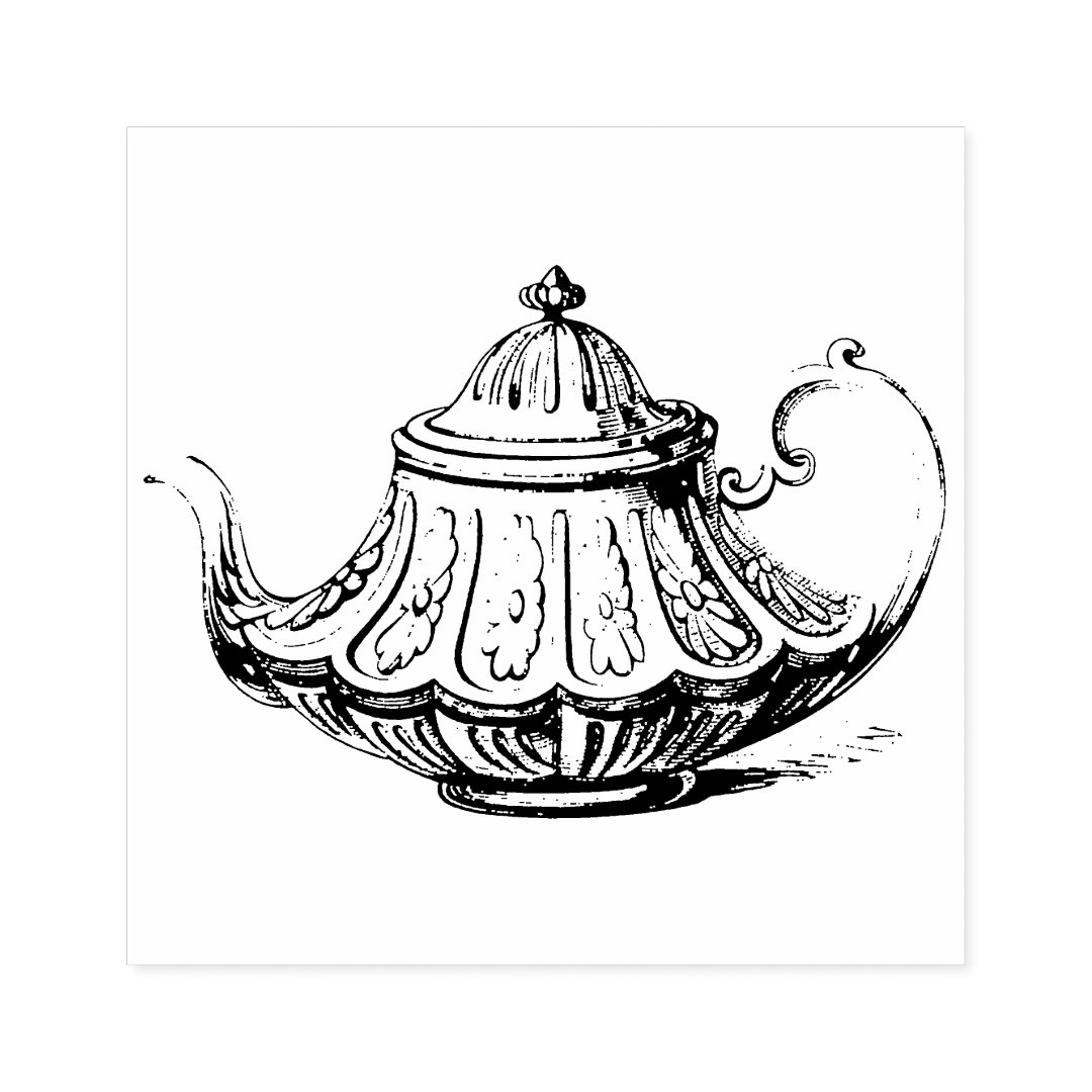 Antique Teapot Illustration Rubber Stamp Zazzle