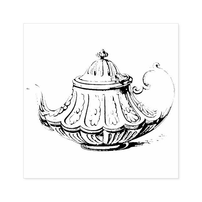 Antique Teapot Illustration Rubber Stamp (Imprint)