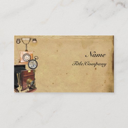 Antique Telephone, Compass, and Camera Business Card Templates