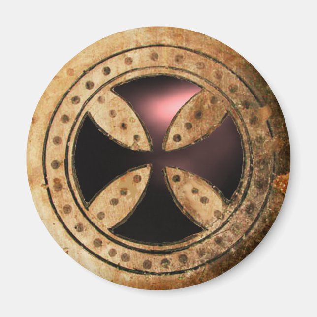 ANTIQUE TEMPLAR CROSS Black Onyx Gem Magnet (Front)