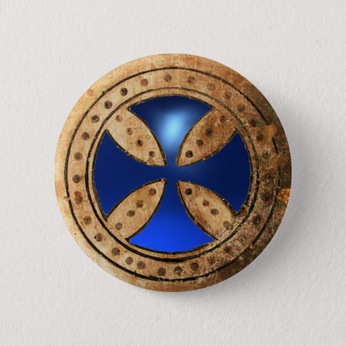 ANTIQUE TEMPLAR CROSS Blue Sapphire Gem Button
