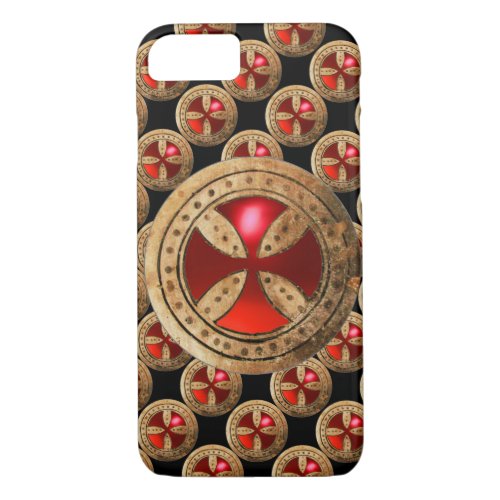 ANTIQUE TEMPLAR CROSS Red Ruby Gem iPhone 87 Case