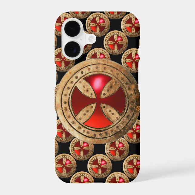 ANTIQUE TEMPLAR CROSS Red Ruby Gem Iphone Case (Back)