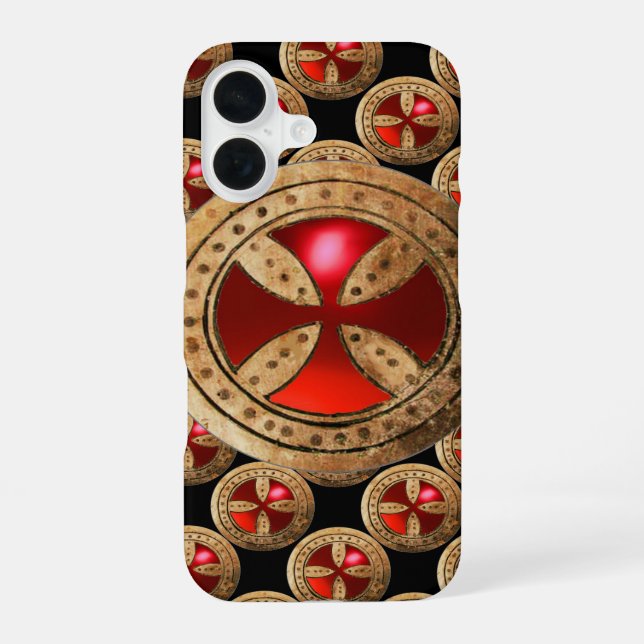 ANTIQUE TEMPLAR CROSS Red Ruby Gem Iphone Case (Back)