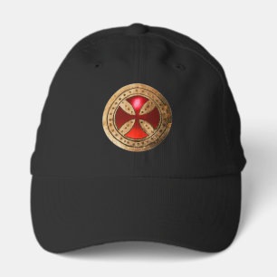 ANTIQUE TEMPLAR CROSS Red Ruby Gem Performance Cap