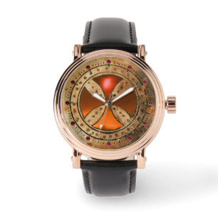 ANTIQUE TEMPLAR CROSS Yellow Orange Gem Watch