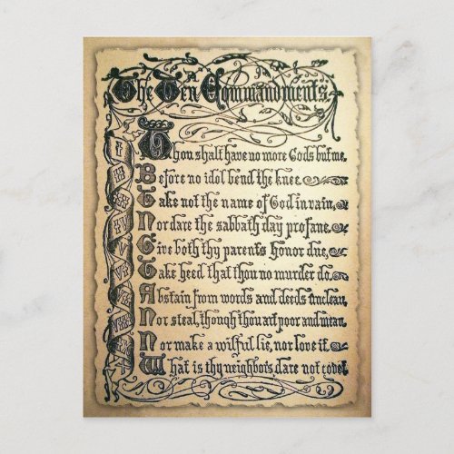 Antique Ten Commandments card