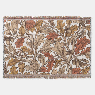 Antique Terracotta Oak Acorns Throw Blanket