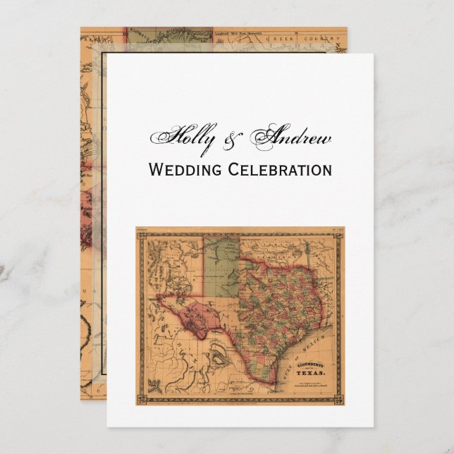* Antique Texas Map #1 Invitation (Front/Back)