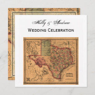 * Antique Texas Map #1 Invitation