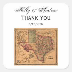 Antique Texas Map #1 Square Sticker