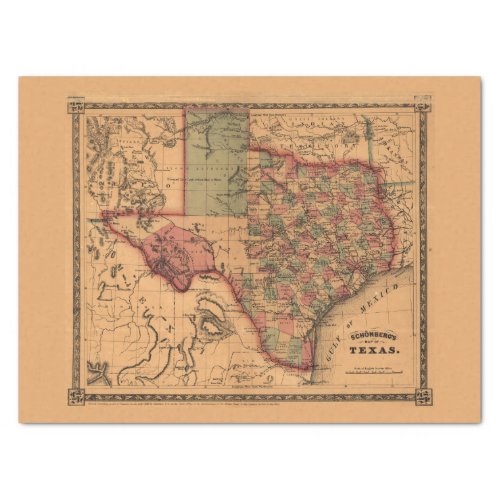 Antique Texas Map 1 Tissue Paper