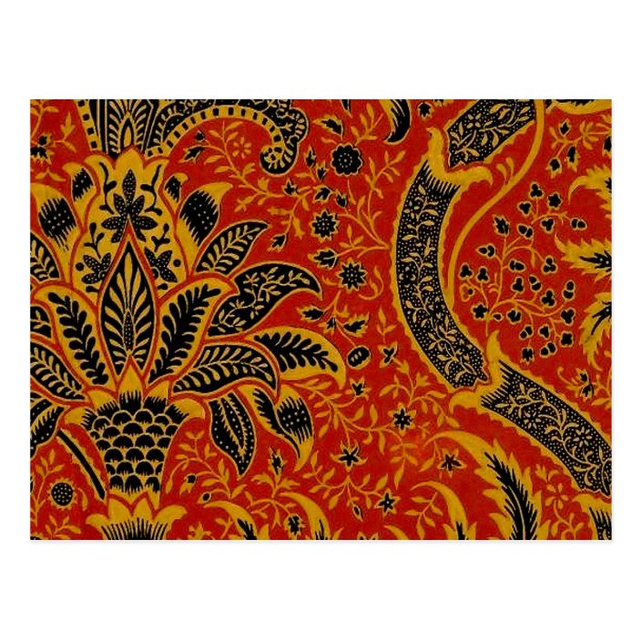 Antique Textile Carpet Red Wallpaper Pattern Postcard Zazzle Com