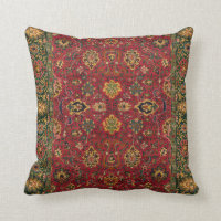 Antique Textile Design Burgundy and Green