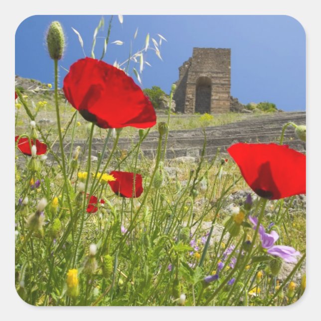 Antique theater in Acropolis of Pergamon Square Sticker (Front)